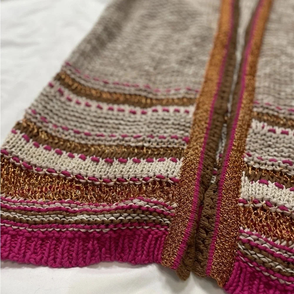 Chico's Size 0 Color Pop Multicolor Knit Longline Cardigan Orange Pink Foil‎